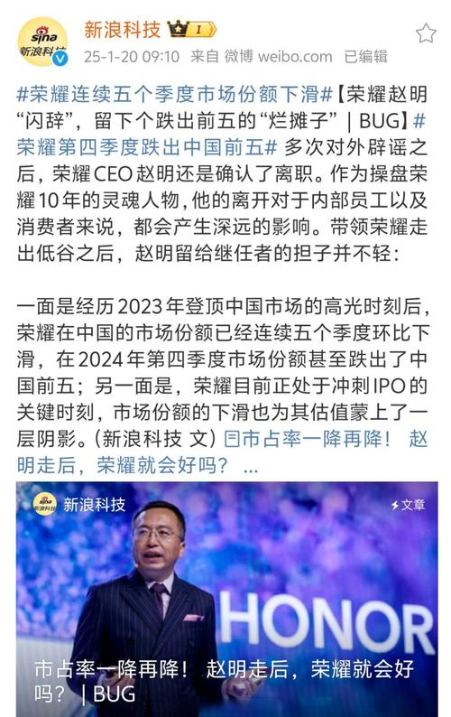 BCI:国内手机市场份额大盘上涨约5%,荣耀重返市场前五